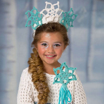 Red Heart Crochet Snow Princess Tiara & Wand Crochet Costume made in Red Heart Yarn