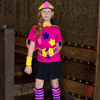 Red Heart Crochet Caped Heroine With Leg Warmers Crochet Costume made in Red Heart Yarn