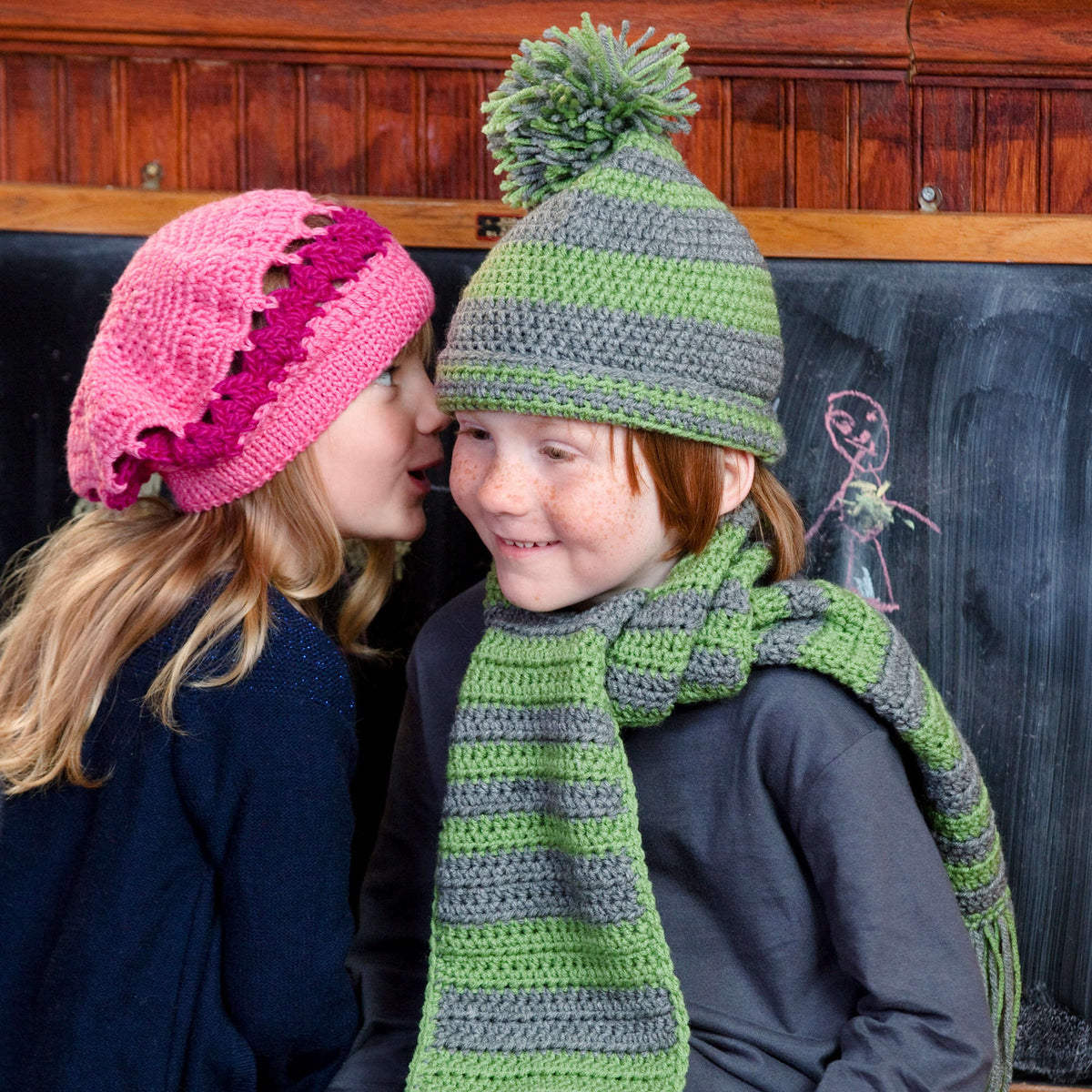 Crochet Hat And Scarf made in Red Heart With Love Yarn