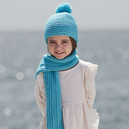 Red Heart Crochet Spiral Hat & Ribbed Scarf Set Single Size
