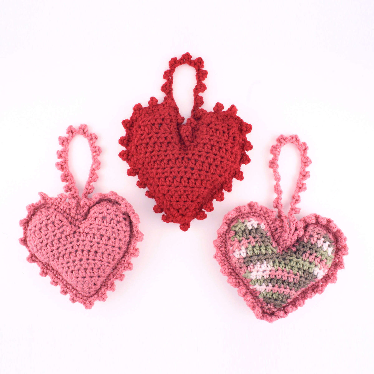 Crochet Heart Sachet made in Red Heart Super Saver Yarn