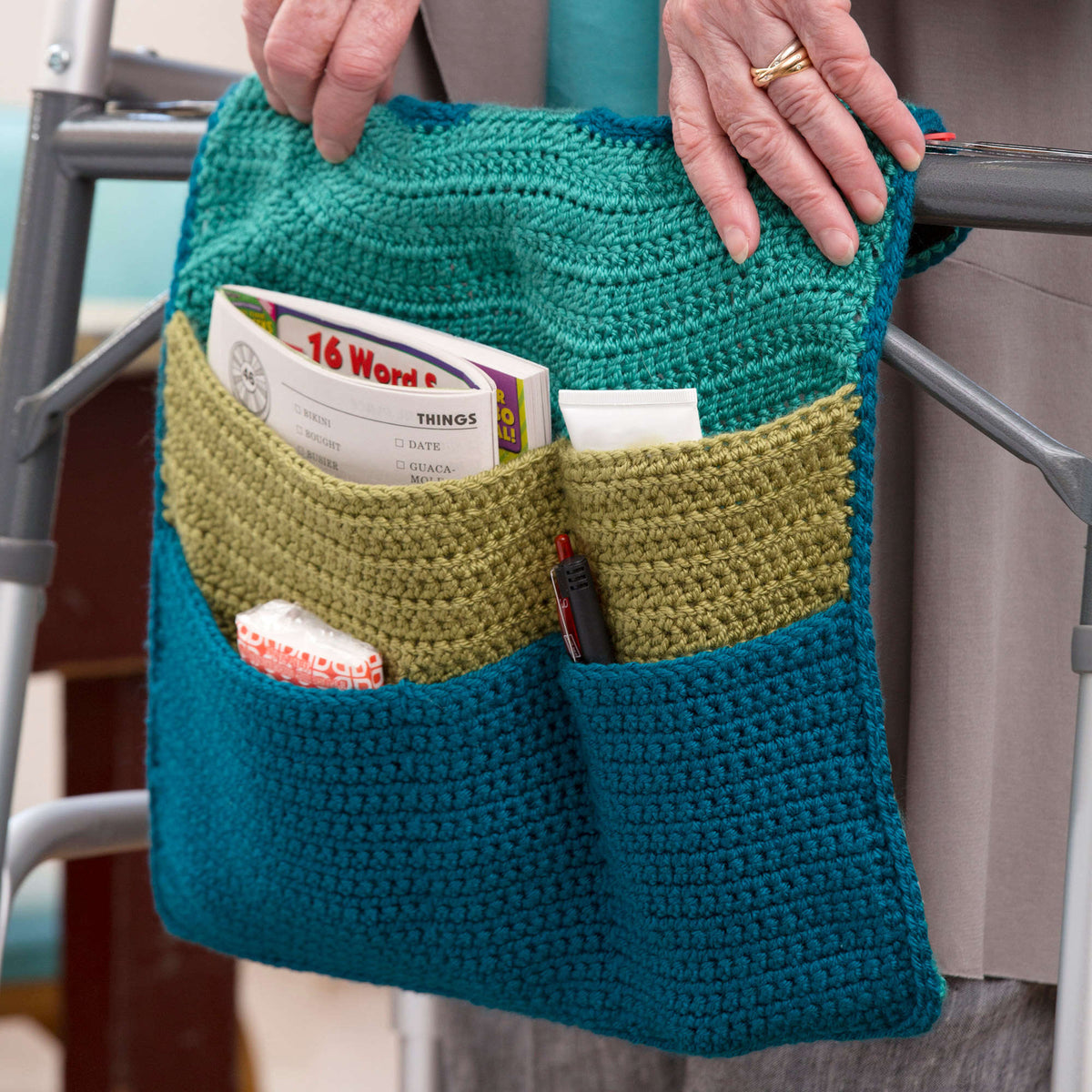 Crochet Organizer made in Red Heart Soft Yarn