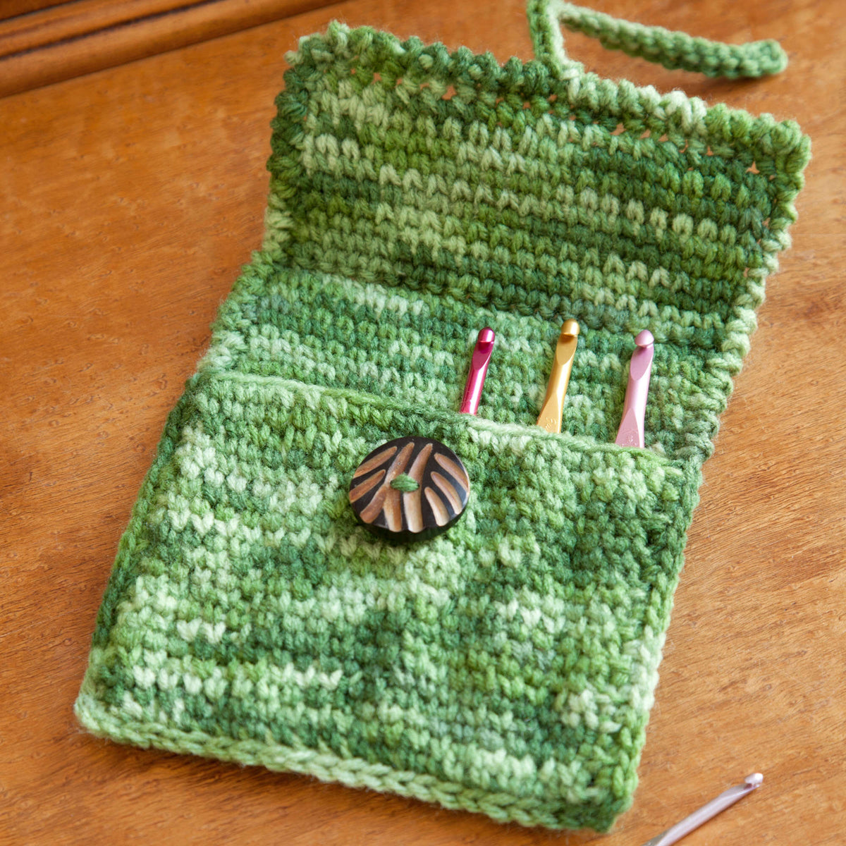 Crochet Crochet Hooks Case made in Red Heart Super Saver Yarn