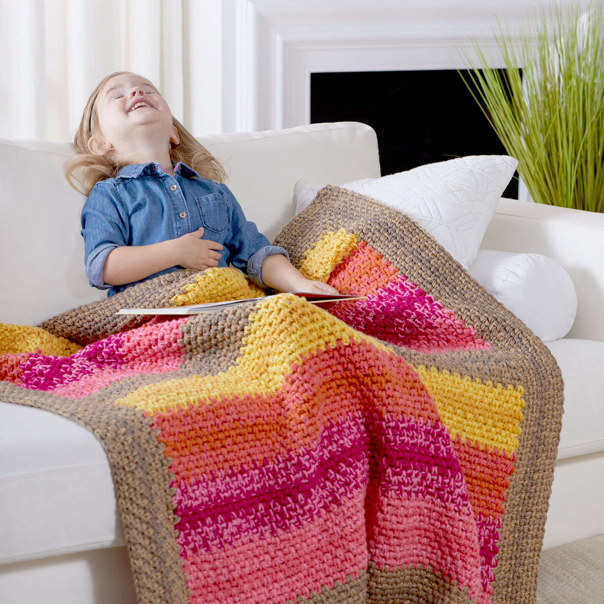 Crochet Throw made in Red Heart With Love Yarn
