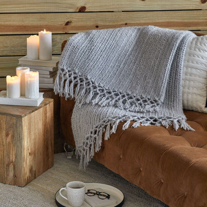 Red Heart Crochet Cozy Time Fringe Throw Crochet Throw made in Red Heart Hygge Yarn