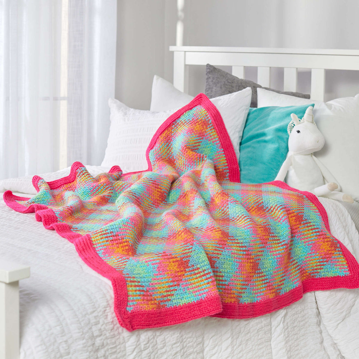 Crochet Blanket made in Red Heart Super Saver Pooling Yarn