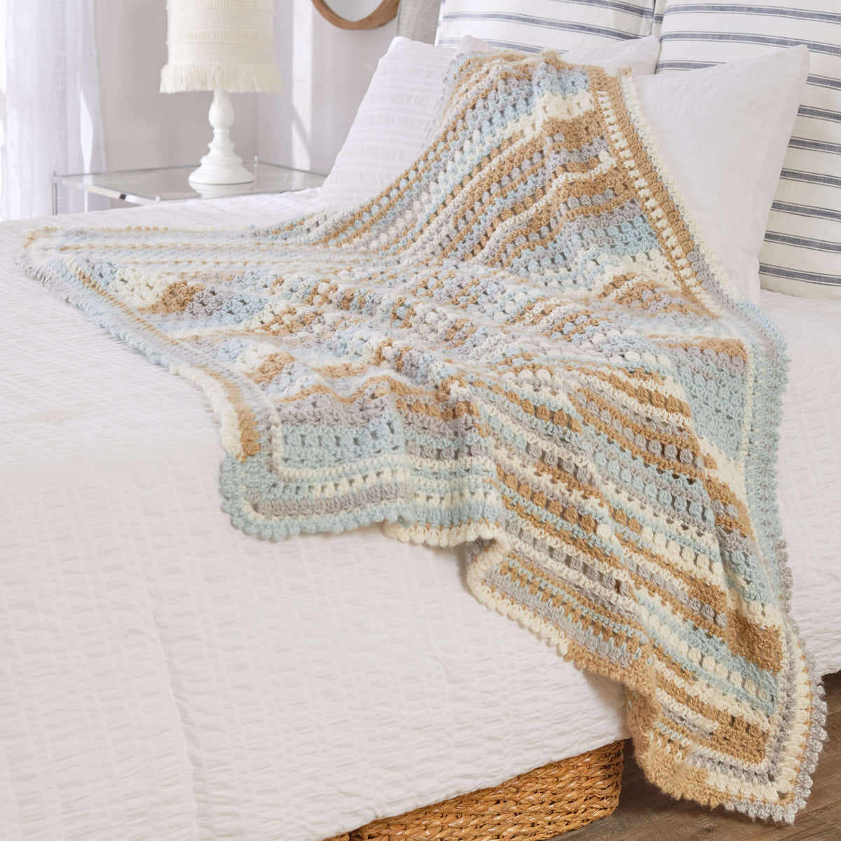 Crochet Throw made in Red Heart Dreamy Stripes Yarn