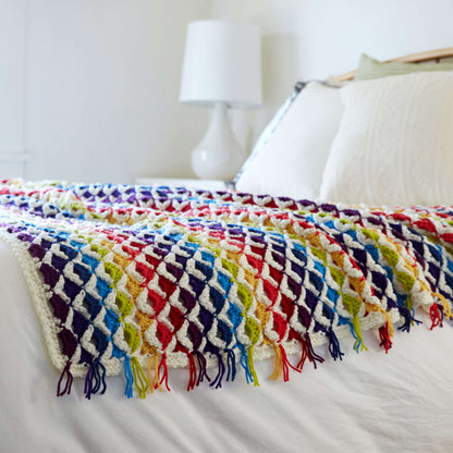Red Heart Rainbow Chic throw Crochet Throw made in Red Heart Chic Sheep Yarn