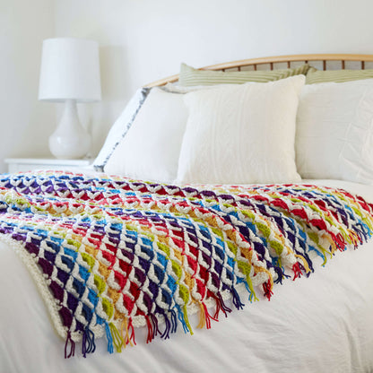 Red Heart Rainbow Chic throw Crochet Throw made in Red Heart Chic Sheep Yarn