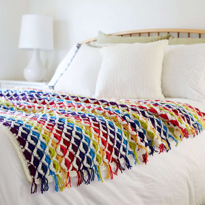 Red Heart Rainbow Chic throw Crochet Throw made in Red Heart Chic Sheep Yarn
