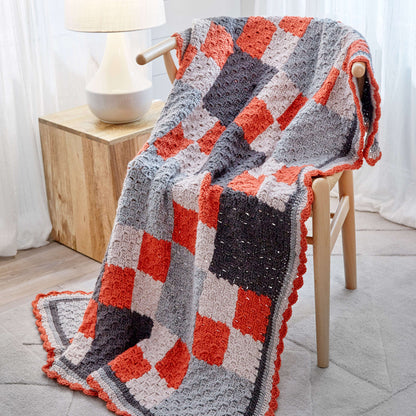 Red Heart Crochet Four-Patch Throw Crochet Throw made in Red Heart Soft Yarn