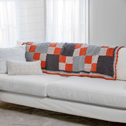 Red Heart Crochet Four-Patch Throw Crochet Throw made in Red Heart Soft Yarn