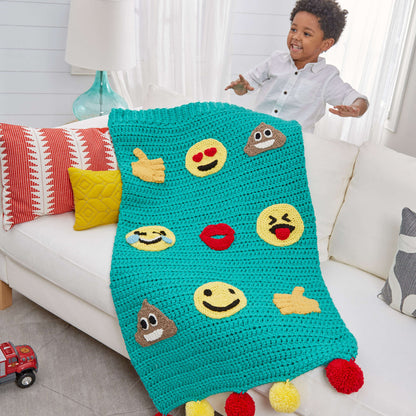 Red Heart Crochet Emoji Snuggle Sack Crochet Blanket made in Red Heart With Love Yarn