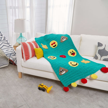 Red Heart Crochet Emoji Snuggle Sack Crochet Blanket made in Red Heart With Love Yarn