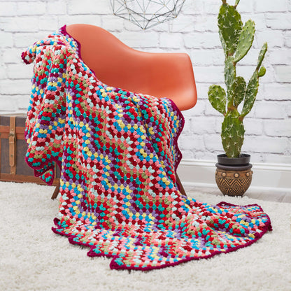 Red Heart Crochet Throw-back Granny Chevron Crochet Throw made in Red Heart With Love Yarn