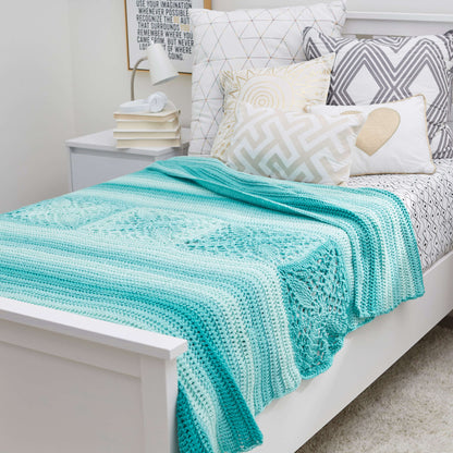 Red Heart Crochet Pretty Squares In a Row Bed Throw Crochet Throw made in Red Heart Super Saver Ombre Yarn