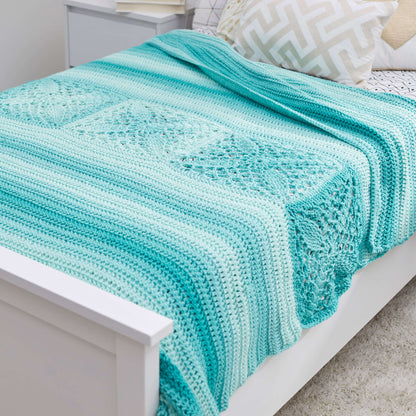 Red Heart Crochet Pretty Squares In a Row Bed Throw Crochet Throw made in Red Heart Super Saver Ombre Yarn