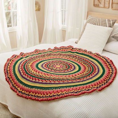 Red Heart Crochet Circular Fall Mandala Throw Crochet Throw made in Red Heart With Love Yarn
