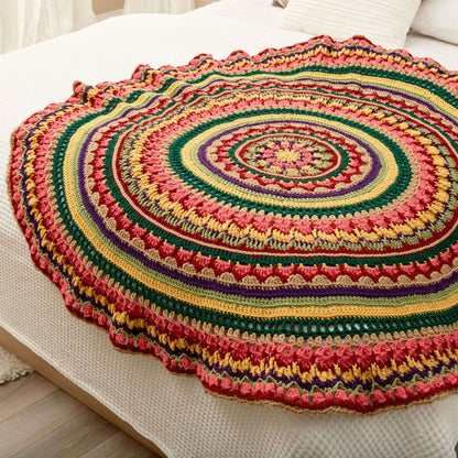 Red Heart Crochet Circular Fall Mandala Throw Crochet Throw made in Red Heart With Love Yarn