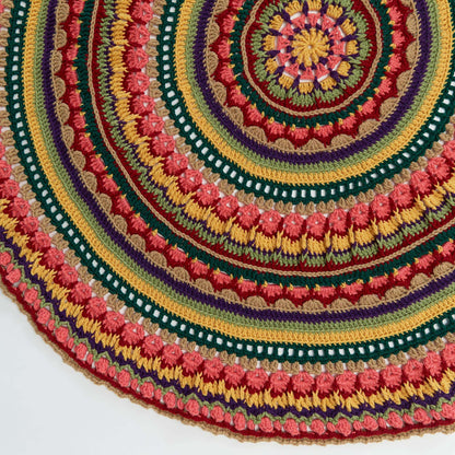 Red Heart Crochet Circular Fall Mandala Throw Crochet Throw made in Red Heart With Love Yarn
