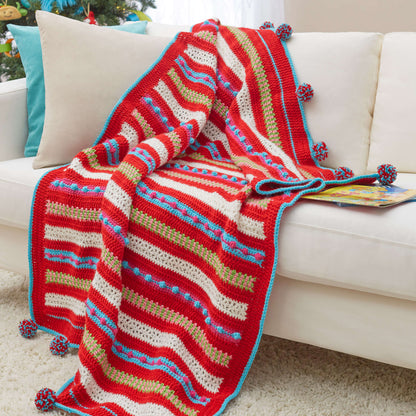Red Heart Crochet Christmas Morning Striped Throw Crochet Throw made in Red Heart Super Saver Yarn