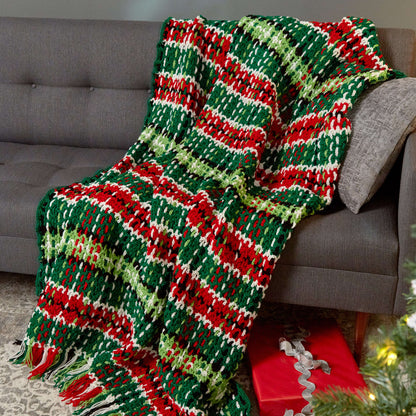 Red Heart Plaid Christmas Crochet Blanket Crochet Blanket made in Red Heart Super Saver Yarn
