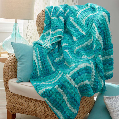 Red Heart Crochet Wavy Squares Throw Crochet Throw made in Red Heart With Love Yarn