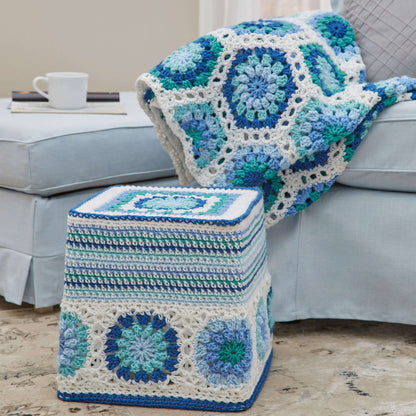 Red Heart Crochet Hexagon Blues Throw Crochet Throw made in Red Heart Super Saver Yarn