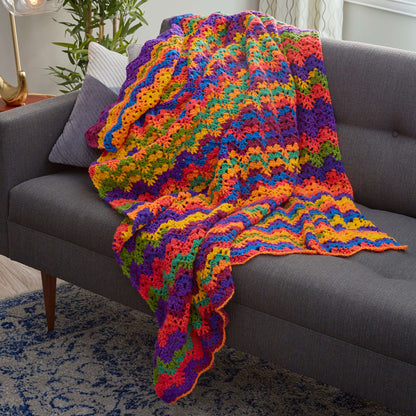 Red Heart Crochet Vibrant Stripes Throw Crochet Throw made in Red Heart Super Saver Yarn