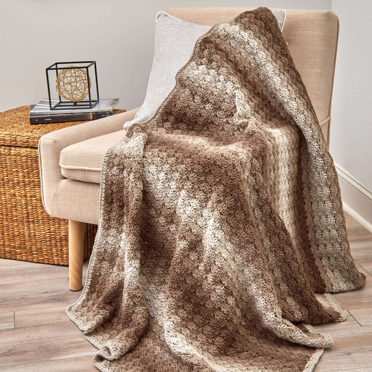 Crochet Throw made in Red Heart Super Saver Ombre Yarn