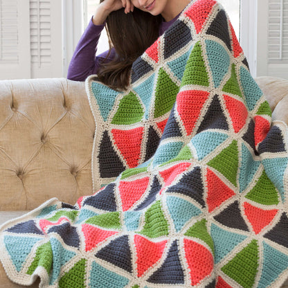 Red Heart Crochet Colorful Triangle Throw Crochet Throw made in Red Heart Soft Yarn