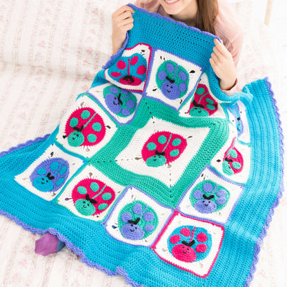 Red Heart Crochet Lucky Ladybug Throw Crochet Throw made in Red Heart With Love Yarn