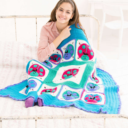 Red Heart Crochet Lucky Ladybug Throw Crochet Throw made in Red Heart With Love Yarn