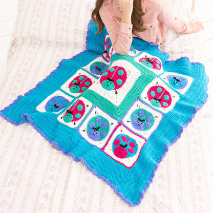 Red Heart Crochet Lucky Ladybug Throw Crochet Throw made in Red Heart With Love Yarn