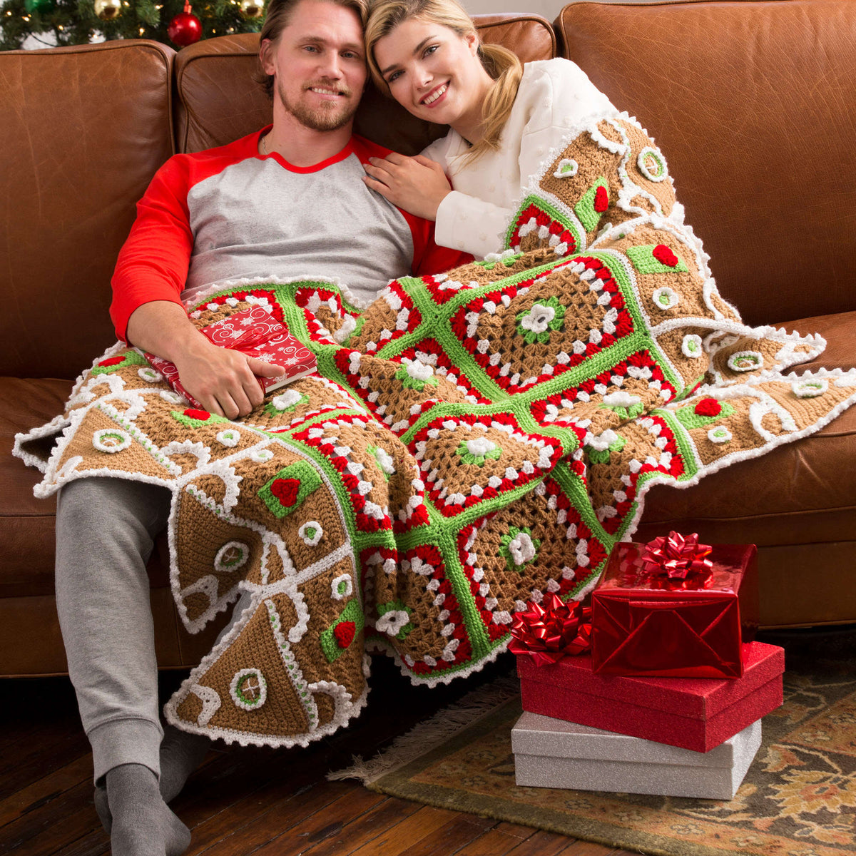 Crochet Throw made in Red Heart Holiday Yarn