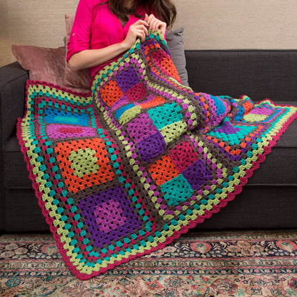 Red Heart Crochet Granny Re-mix Throw Crochet Throw made in Red Heart Super Saver Accent Yarn