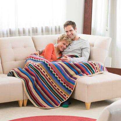 Red Heart Crochet Southwestern Rainbow Throw Crochet Throw made in Red Heart Super Saver Yarn
