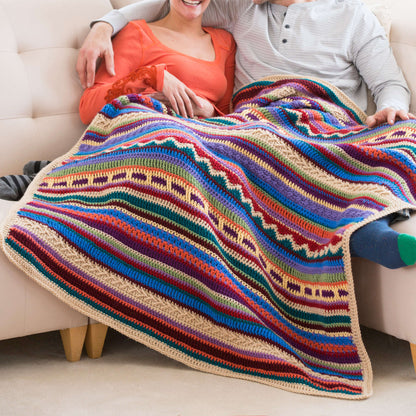 Red Heart Crochet Southwestern Rainbow Throw Crochet Throw made in Red Heart Super Saver Yarn