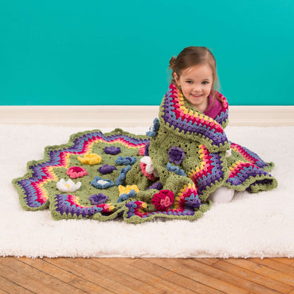 Red Heart Crochet Flower Garden Throw Crochet Throw made in Red Heart With Love Yarn