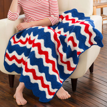 Red Heart Crochet America's Ripple Throw Crochet Throw made in Red Heart Super Saver Yarn