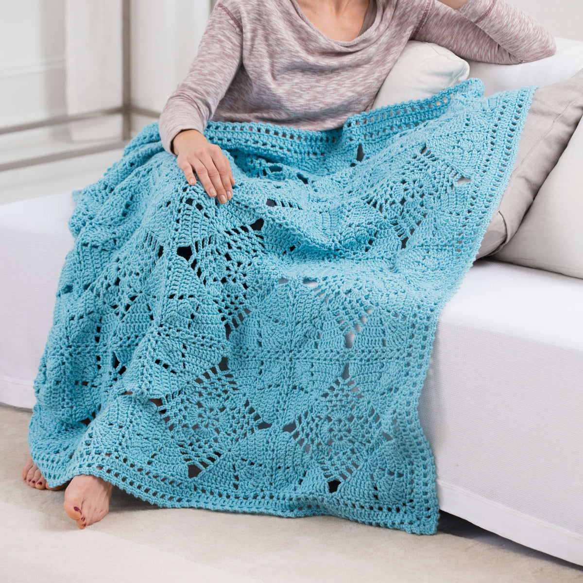 Crochet Throw made in Red Heart With Love Yarn