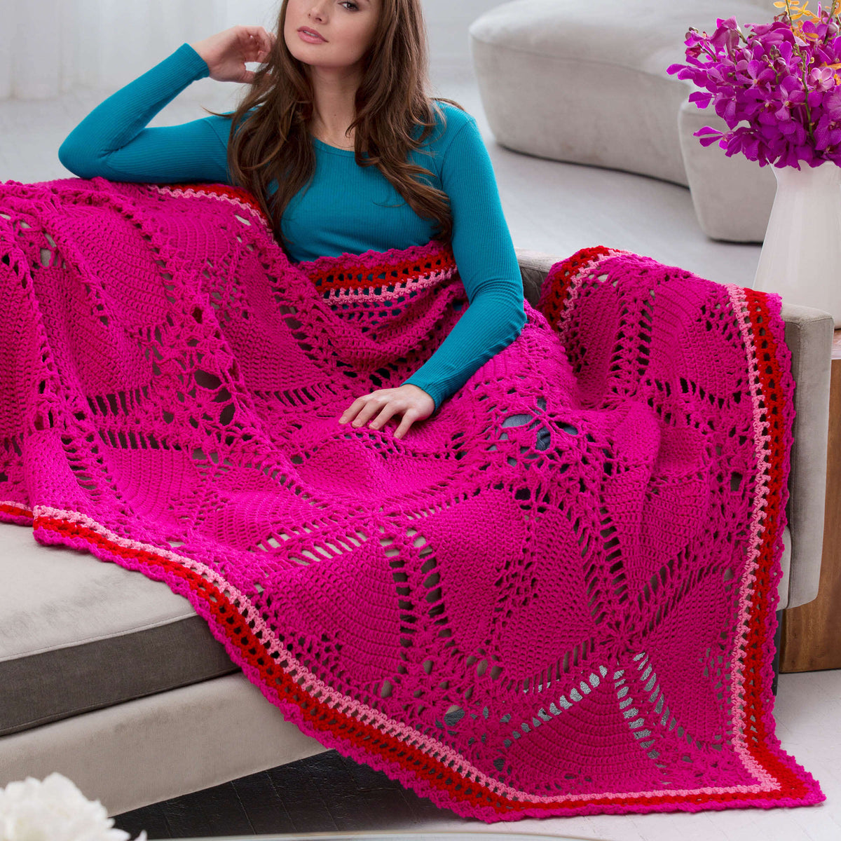 Crochet Throw made in Red Heart Super Saver Yarn