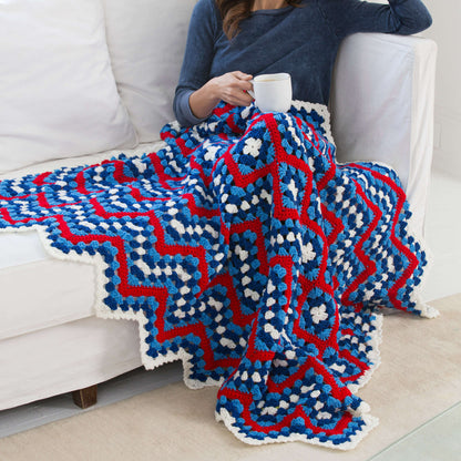 Red Heart Crochet Patriotic Pride Throw Crochet Throw made in Red Heart Super Saver Yarn