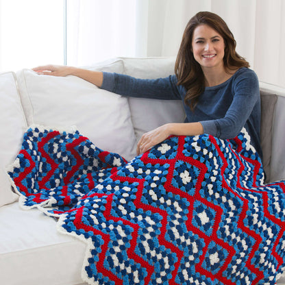 Red Heart Crochet Patriotic Pride Throw Crochet Throw made in Red Heart Super Saver Yarn