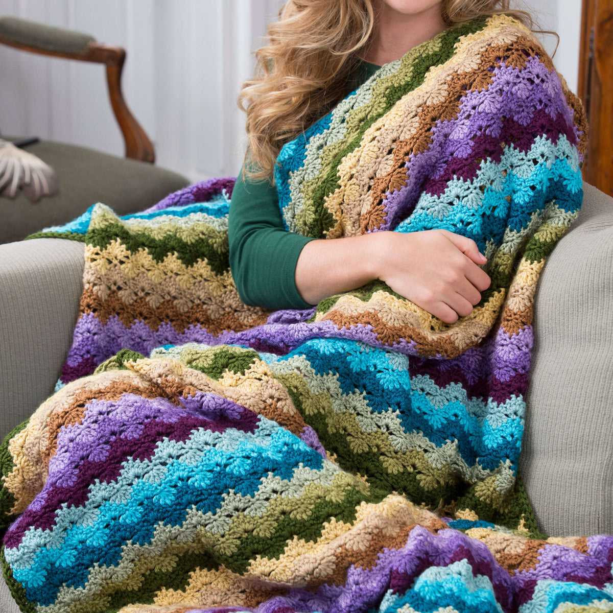 Crochet Blanket made in Red Heart Soft yarn