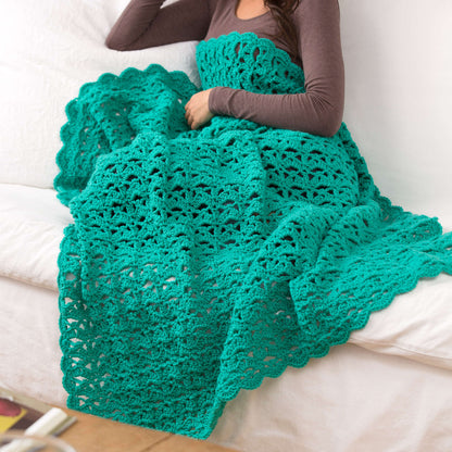 Red Heart Crochet Aqueous Throw Crochet Throw made in Red Heart With Love Yarn