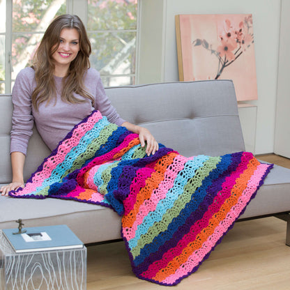 Red Heart Crochet Rainbow View Throw Crochet Throw made in Red Heart With Love Yarn
