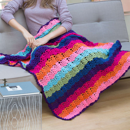 Red Heart Crochet Rainbow View Throw Crochet Throw made in Red Heart With Love Yarn