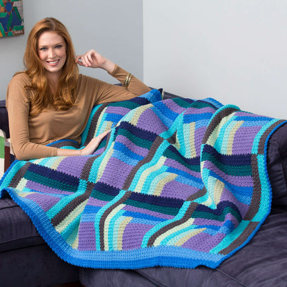 Red Heart Crochet Mod Log Cabin Throw Crochet Throw made in Red Heart Super Saver Yarn