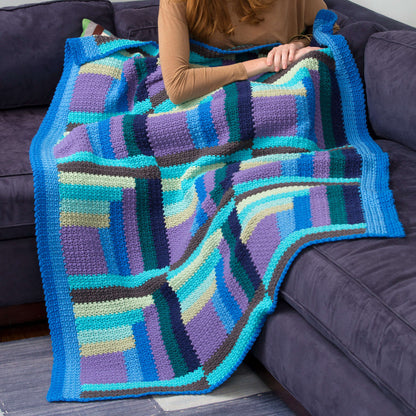 Red Heart Crochet Mod Log Cabin Throw Crochet Throw made in Red Heart Super Saver Yarn